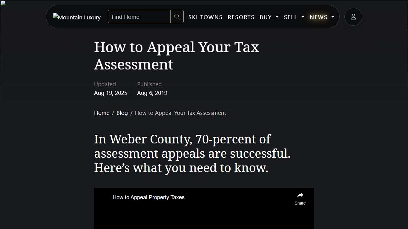 How to Appeal Weber County Property Taxes - Mountain Luxury