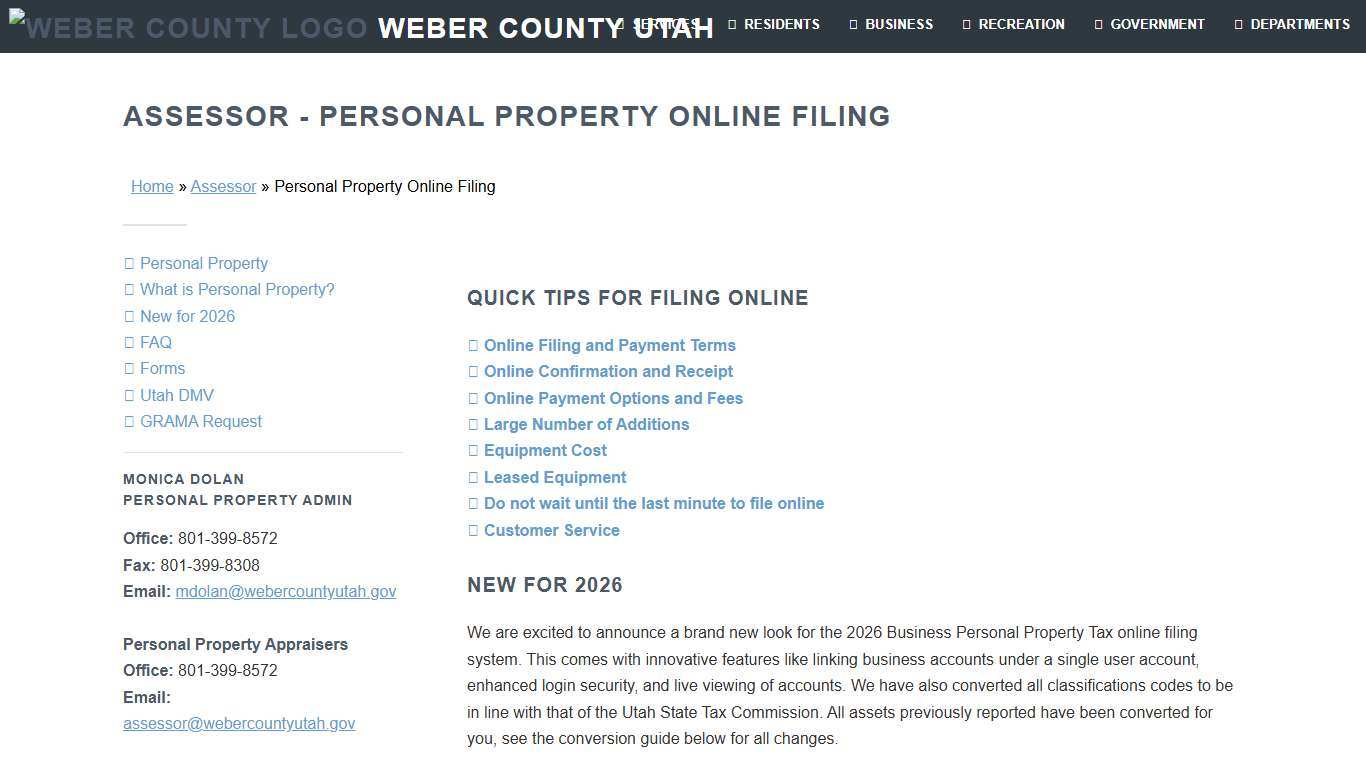 Personal Property Online Filing